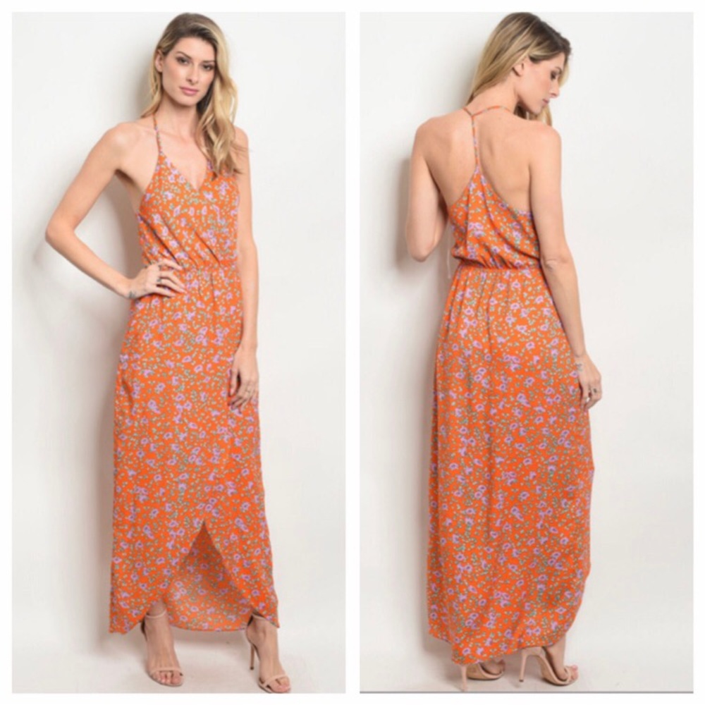 🆑CLOSING🆑Floral Dress Orange Purple - Picture 3 of 7